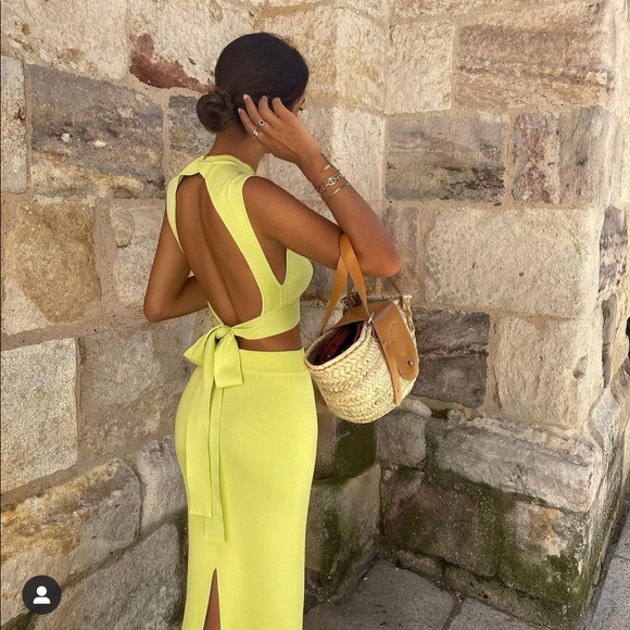 Zara green open back knit top - Picture 5 of 11